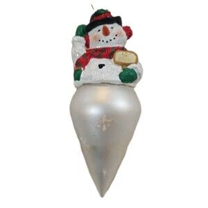 Santa's Best Blown Glass Christmas Ornament Frosty The snowman Vintage 1998